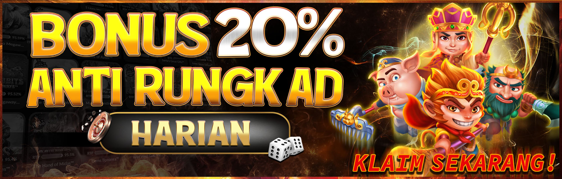 BONUS ANTI RUNGKAD CASHBACK 20%